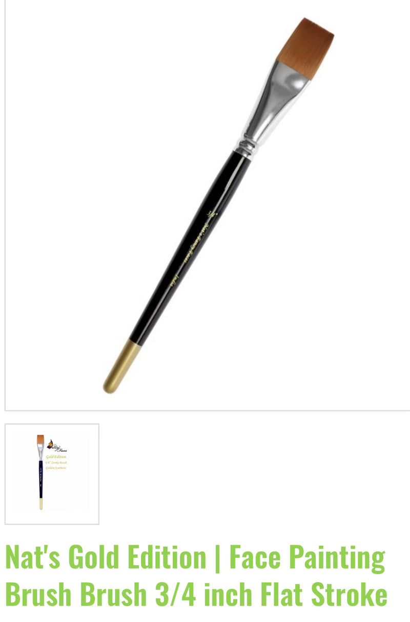 Natalee Davies Gold Edition Face Painting Brush - 3/4 inch Flat Stroke