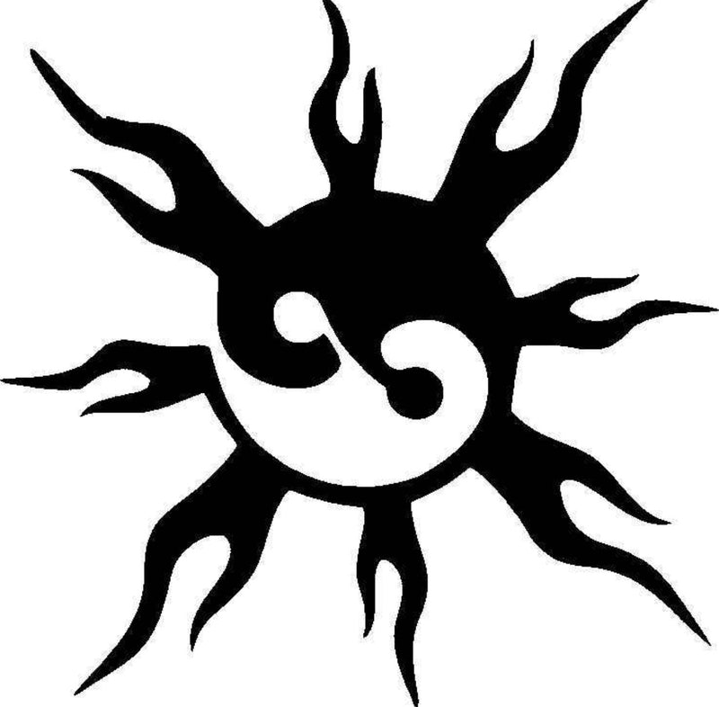 Tag Yin Yang Sun Glitter Tattoo Stencil