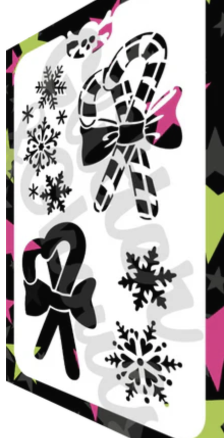 Candy cane and snowflake stencil