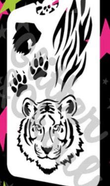 Tiger Face and Arm Stencil Glitter and Ghouls