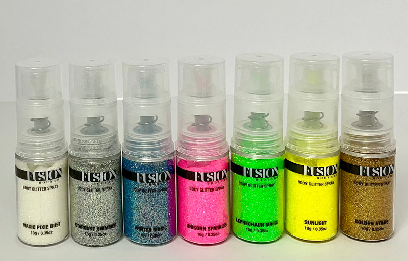 Glitter Pump Spray 7 Pack for Face Paint or Glitter Tattoos